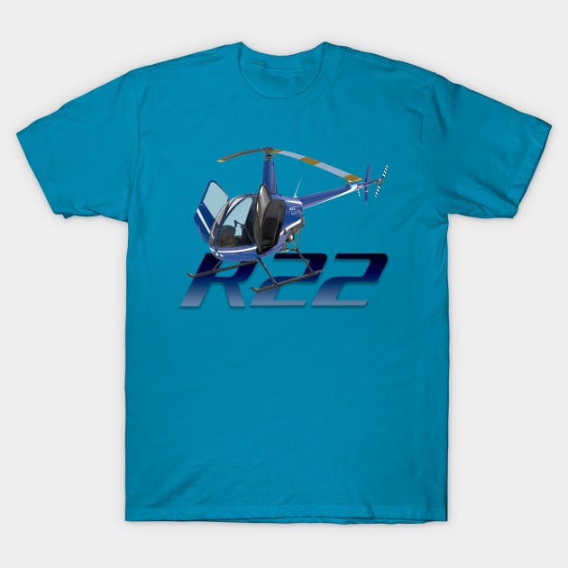 R22 helicopter T-Shirt by Caravele